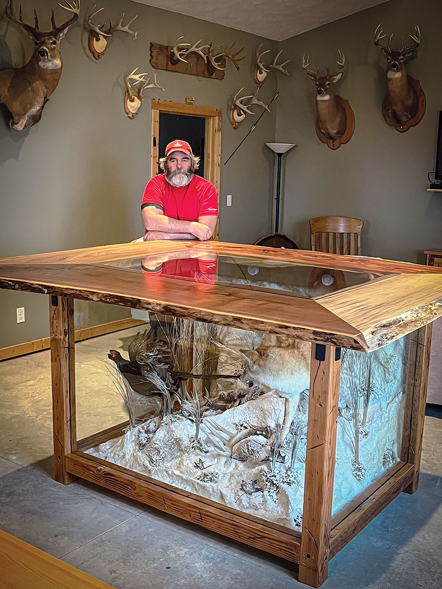 Don Goracke of Wild Country Taxidermy and the finished display.