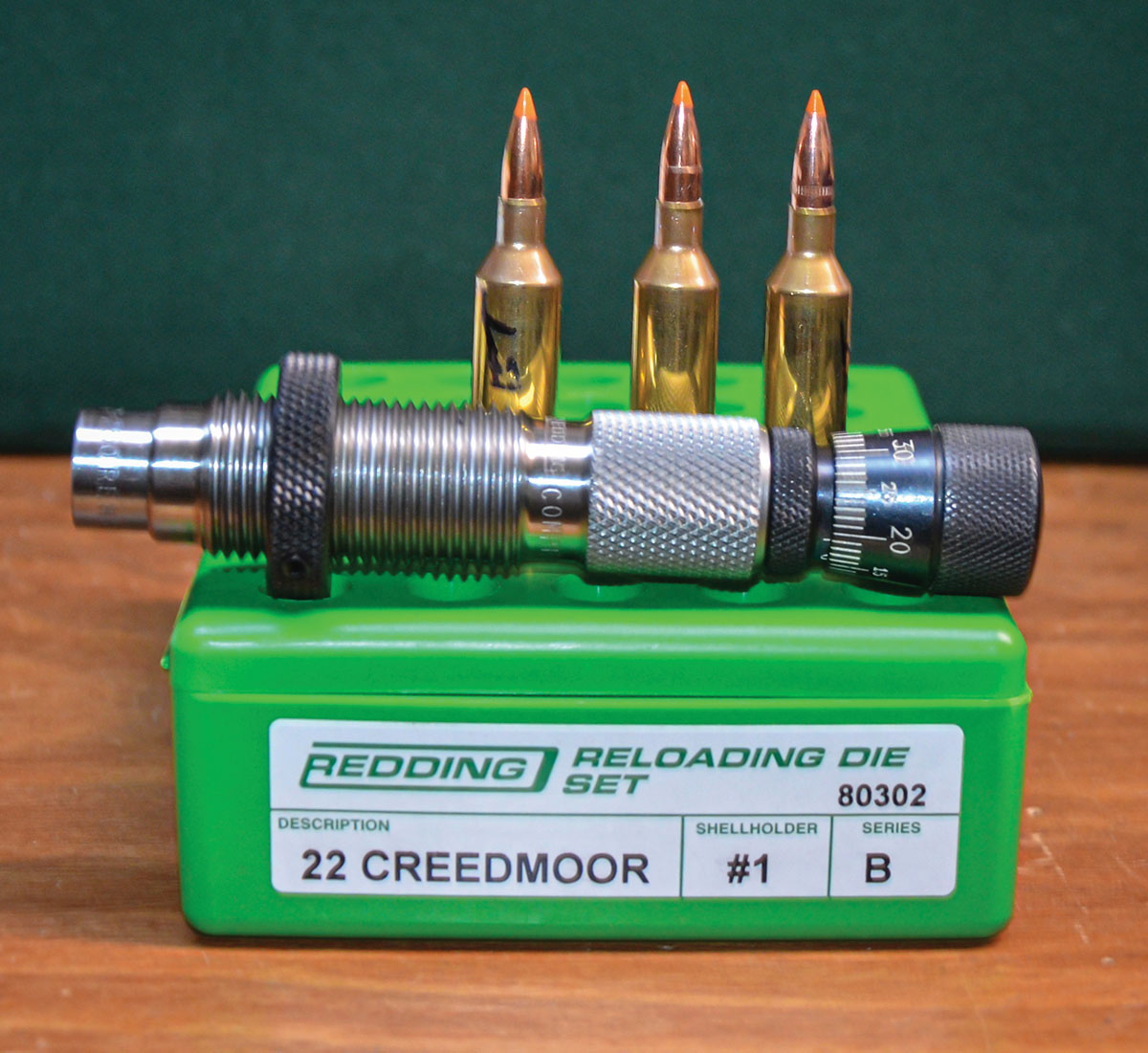 A Redding die set with full-length resizing and neck sizing, along with a Competition bullet seating die, produces extremely accurate 22 Creedmoor ammunition.