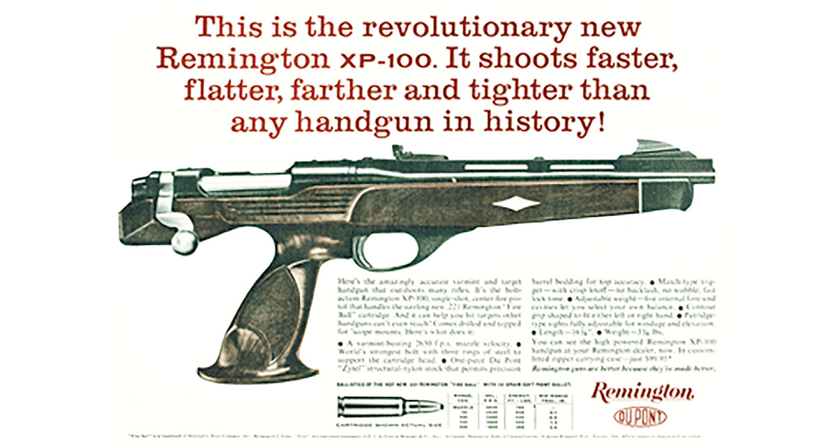 Designed by Wayne Leek, who was a design engineer at Remington, the action of his XP-100 handgun introduced in 1959 was a highly modified version of the short Remington 700 action, and it had a 10-inch barrel.