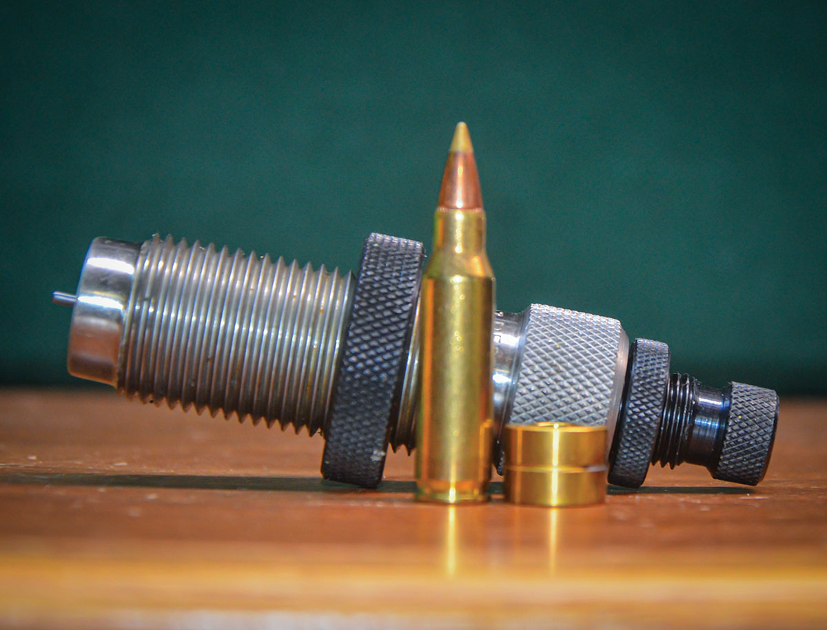 Velocity spread can usually be minimized by using Redding Type S full-length or neck sizing dies, which take interchangeable neck sizing bushings available with various interior diameter variations of .001 inch. For the 221 Fireball, Layne uses a bushing .004 inch smaller than the neck of a loaded round.