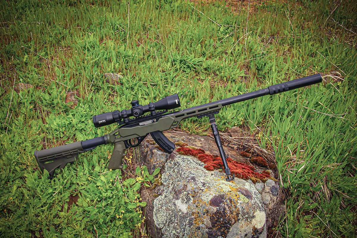 For this Ruger 10/22 build, Patrick chose a Timber Creek Outdoors Enforcer Chassis with Mil-Spec hardware, Adaptive Tactical Tac-Hammer tension barrel and Timney Trigger group. The outfit pairs well with Ruger’s BX-15 magazine.