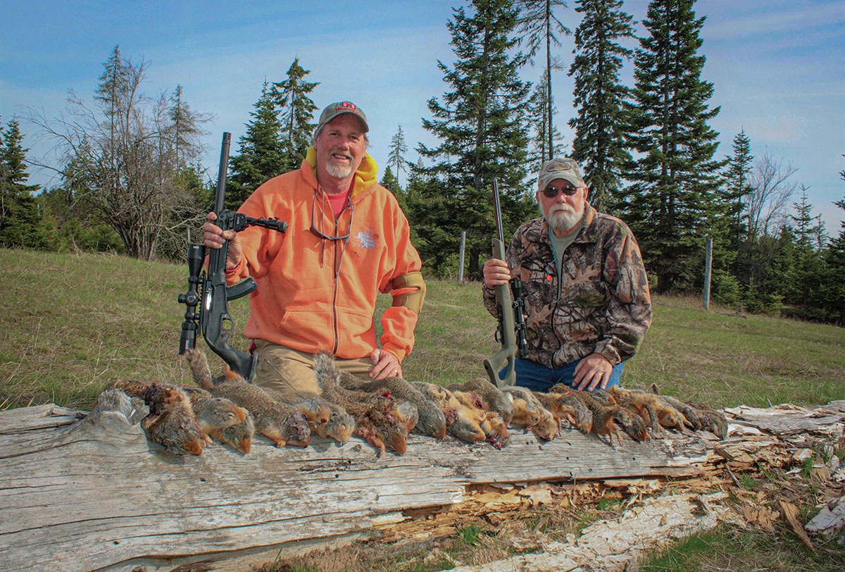 Patrick Meitin (left) holds a 10/22 build including an Adaptive Tactical Tac-Hammer tenson barrel, ProMag Archangel stock and Timney Trigger. Phil Hance (right) holds a build including a Green Mountain carbon steel bull barrel, Hogue rubber-overmolded Thumbhole stock and Ruger BX trigger.