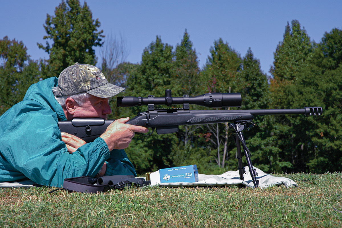 When both are loaded to maximum pressures with a 50-grain bullet, the 223 Remington, for which this Tikka rifle is chambered, is about 300 feet per  second faster than the 222 Remington. Zero rifles chambered for both  cartridges two inches high at 100 yards, and bullet drops below the point of aim at 300 yards will be six inches for the old-timer and three inches for the young upstart, not a lot of difference, to say the least.