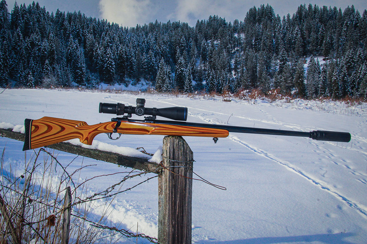 Patrick used a re-barreled Ruger M77 with a 26-inch, 1:9-inch twist barrel and a Meopta Optika6 MeoPro 4.5-27x 50 SFP scope to test 220 Swift loads with the  62-grain ELD-VT bullet.