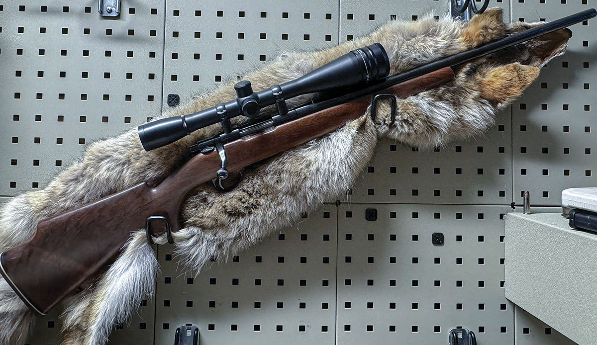 The 223 Sako L461 on the wall in the Hornady Square lock, during some handloading.