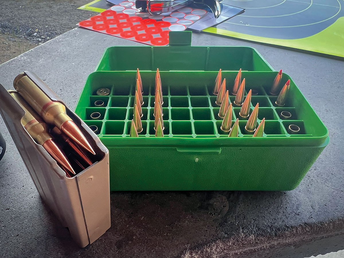 Hornady brass loaded with Fort Scott Munitions 90-grain SCP2 bullets.